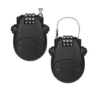 mizikuu 2 Pezzi Lucchetti Cavo, Lucchetto Casco Moto con Combinazione a 3 Cifre e Cavo Retrattile da 77 cm Lucchetto Compatto per Moto, Casco da Bicicletta, Bagagli, Nero