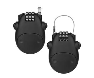 mizikuu 2 Pezzi Lucchetti Cavo, Lucchetto Casco Moto con Combinazione a 3 Cifre e Cavo Retrattile da 77 cm Lucchetto Compatto per Moto, Casco da Bicicletta, Bagagli, Nero