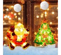 mizikuu 2 Pezzi Luci di Natale per finestre, colorate a LED con ventosa natalizia 3D a batteri decorazione natalizia per bambini per interni ed esterni feste di Natale feste decorative