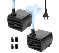mizikuu 2 Pezzi Pompa Acquario, 5W Mini Pompa Dell'Acqua 350L/H Fontanella per Gatti Super Silenziosa Pompa Sommersa 2 ugelli Cavo Di Alimentazione Da 1,5 m