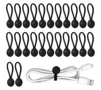 Mizikuu 24 Pezzi Fascette Magnetiche In Silicone, Multiuso Riutilizzabili Per La Gestione e l'Organizzazione Dei Cavi, Nero