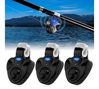 mizikuu 3 indicatori di morso elettronici, luci a LED, allarme per pesca con sensore di movimento, luce notturna, punta per canna da pesca, indicatore di pesce