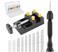 mizikuu 37 Pezzi Mini Trapano a Mano per Artigianato, Twist Drill Punte Trapano Resistente e Solida Regolabile Punte Elicoidali di Foratura Modellismo Bricolage Trapano PCB da 0,1-1 mm