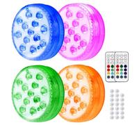 mizikuu 4 Pezzi Luci Piscina Impermeabile, Luce LED Sommergibili con Telecomando 4 Modalità 16 Colori RGB Luci Subacquee per Piscina, Fontana, Giardino