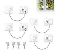 mizikuu 4 Pezzi Serrature di Sicurezza per Bambini, Blocca Cassetti Per Bambini con 4 Chiavi Autoadesiva Limitatore Apertura Finestra Lucchetto per Frigorifero Blocco Cassetti Porte, Finestre, Bianco