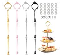 mizikuu 4 Pezzi Supporto Per Vassoi Torte, 3 Piani Alzatine per Dolci Livelli Corona Riutilizzabile Alzatine Cupcake Stand in Metallo per Festa di Compleanno di Anniversario Oro Argento RossoNero
