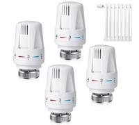 mizikuu 4 pezzi Testa Termostatica, Valvola Termostatiche M30 x 1,5 Regolatore di Riscaldamento Valvole Termosifoni con Posizione Zero Uso Domestico e Ufficio
