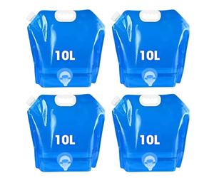 mizikuu 4 taniche pieghevoli da 10 l, taniche per acqua potabile con coperchio denso e rubinetto, per acqua flessibile, riutilizzabili, senza BPA, per attività all'aperto, campeggio, escursioni