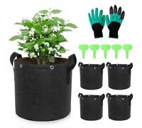 mizikuu 5 Pezzi Sacchi per Piante in Tessuto Non Tessuto, 25 L Sacchetti Traspiranti in Tessuto Con Manici Vasi di Coltivazione Grow Bag Borse per Patate, Pomodori, Carote, Verdure e Frutta