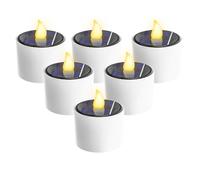 mizikuu 6 Pezzi Candele a LED, Lumini a LED Solari per Esterni Senza Fiamma Luce Bianca Calda Impermeabili Decorative Tea Light Per Esterni, Balcone, Matrimoni, Vacanze, Feste, Decorazioni Casa