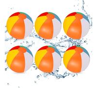 mizikuu 6 Pezzi Palloni da Spiaggia Gonfiabili, 25cm Pallanuoto Colore Piscina Bambini Durevole Pallone ad Acqua Palline Palla Elastina per Attività Estive All'aperto Giochi Festa D'estate Regali