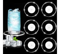 mizikuu 6 sottobicchieri a LED con luce bianca, con pulsante on/off, sottobicchieri luminosi, in acrilico, rotondi, impermeabili, per bicchieri, bottiglie, feste, matrimoni, bar, Natale