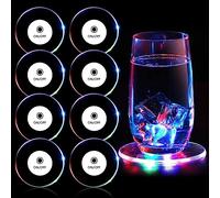 mizikuu 8 Pezzi Sottobicchieri a LED, luci a LED, sottobottiglia ON/OFF sottobicchieri vinili, Impermeabile Sottobicchieri Acrilico, per bevande, biberon e bibite, per caffè, tè, birra
