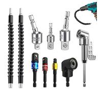 mizikuu Adattatori per Avvitatore Angolare a 105°, 10 Pezzi Set di Punte di Prolunga per Cacciavite Flessibile Adattatore Esagonale Magnetico Socket Bit Holder