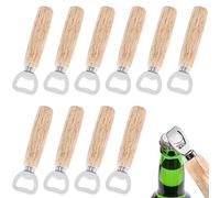 mizikuu Apribottiglie, 10 Pezzi Apri Bottiglie Birra con Manico in Legno Portatile Durevole in legno Naturale Apribottiglia in Acciaio Inox per Ristorante Feste Bar Hotel Grande Regalo per Gli Uomini