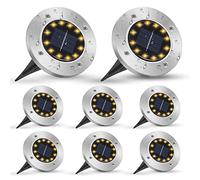 mizikuu Bodenleuchten, 8 Stück Gartenleuchte Solarlampen für Außen, 8 LEDS Solarleuchten Solarlampen Gartenleuchten Außen, Wasserdicht IP65, Außenleuchte Rasen, Yards
