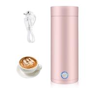 mizikuu Bollitore Elettrico Portatile, Bollitore da Viaggio 400 ml 3 in 1 Acciaio Inox Tazza Riscaldante Tazza Elettrica da Viaggio Piccolo per La Preparazione di tè Caffè Latte, Rosa