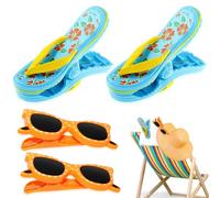 mizikuu Clip per asciugamani da spiaggia, 4 pezzi Forma di Ciabatta Mollette da Bucato Plastica Antivento Portatili Grandi Mollette per Asciugamani, Vestiti, all'aperto, Spiagge, Piscine