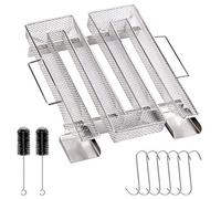mizikuu Generatore di fumo freddo con manico, in acciaio inox, con 6 ganci per carne + 2 spazzole per la pulizia per barbecue, affumicatore per affumicatura e molto altro (22,5 x 21 x 4 cm)