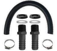 mizikuu Kit di Collegamento Serbatoio Acqua Piovana, Set di collegamento per Serbatoio dell'acqua Piovana con Tubo di Collegamento 50 Cm e 2 Raccordi per Tubo 25 mm Set di Collegamento D'acqua Piovana