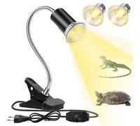 mizikuu Lampada riscaldante per rettili,Lampada Tartarughe Acqua 2 X Lampada 50W UVA +UVB Lampada Alogena Calore Retroilluminazione Girevole a 360° Lampada Rettile e Anfibio per Rettile, Anfibi