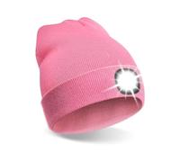 mizikuu LED Cappello Illuminato Berretto, Berretto LED con Luce Berretto in Maglia USB Ricaricabile Cappello Invernale con 3 Livelli di luminosità per Corsa Sci Ciclismo Uomo e Donna, Rosa
