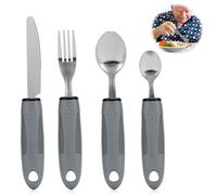mizikuu Posate Ponderate, Set di 4 Forchette in Acciaio Inox per Disabili Posate adattive con manici extra larghi Utensili portatili per Artrite Paziente Disabile Elder