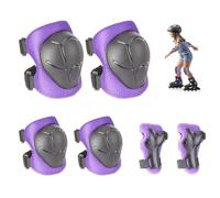 mizikuu Protezioni Set per Bambini, 6 in 1 Protettivi Kit per Bambini 3-8 Anni con Ginocchiere e Gomitiere Set di Gomitiere Sportivi per Skateboard Pattinaggio in Bicicletta, Viola