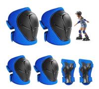 mizikuu Protezioni Set per Bambini, 6 in 1 Protettivi Kit per Bambini 3-8 Anni con Ginocchiere e Gomitiere Set di Gomitiere Sportivi per Skateboard Pattinaggio in Bicicletta, Blu