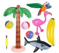 mizikuu Set di 9 palme gonfiabili in noce di cocco, palme gonfiabili, fenicottero, giochi gonfiabili, banane, spiaggia, squalo, piscina, giocattolo per l'estate