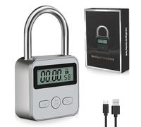 mizikuu Smart Time Lock, Lucchetto Smart con LCD Display Blocco Tempo Massimo 99 ore Lucchetto Timer Temporaneo Ricaricabile USB Lucchetto Digitale per Studio, Lavoro,Palestra, Bianco