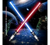 mizikuu Spada Laser Giocattolo, 2 Pezzi Lightsaber RGB a 7 Colori Modificabili Spada Luminosa 2 in 1 Telescopiche Spade Laser per Natale Halloween Compleanno Cosplay