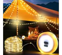 mizikuu Stringa di Luci da Campeggio, 10M Catena Luminosa da Campeggio Portatile Impermeabile con 7 Modalità Di Luce Catena Luminosa Ricaricabile per Campeggio Viaggi Esterni Cortile Decorazione