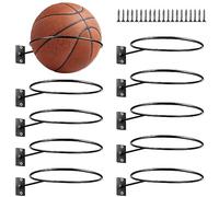 mizikuu Supporti da Parete per Pallacanestro, 10 Pezzi Supporto per Pallone da Calcio con 20 Viti Universale Supporti da Parete per Pallone in Metallo per Pallacanestro, Calcio, Pallavolo, Rugby, Nero