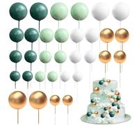 mizikuu Topper Torta Sfera in Schiuma, 32Pezzi Topper Foam Ball Torta Multifunzionale Cupcake Perle Balls Palline Torta Inserto per La Decorazione di Torte, Decorazioni Nuziali, Decorazioni per Feste