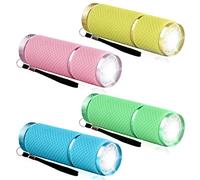 mizikuu Torcia Portatile Set, 4 pezzi Torcia Elettrica Bambini in Alluminio LED Impugnatura Antiscivolo e Laccetto da Polso Usi Multipli Torce Elettriche Portatili Trekking Outdoor Campeggio Pesca