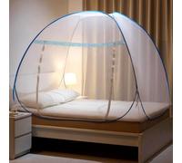 mizikuu Zanzariera Letto, Pop Up Zanzariere a Doppia Porta per letto singolo Facile da Installare Leggero e Traspirante Zanzariere Pieghevole, 120 * 200cm, Bordo Blu