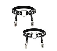 MIZSPISE Giarrettiere da donna in pelle PU con cuore regolabile cintura cintura elastica per coscia giarrettiera punk (IT, Testo, Taglia unica, Regular, Regular, Testa di gatto)
