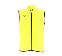 Mizuno Gilet Running Uomo Team Authentic Rain Vest Smanicato Antivento Giallo Fluo