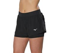 Mizuno Er - Pantaloncini Corti da Donna 2 in 1, Donna, Pantaloncini, J2GB220109, Nero, S