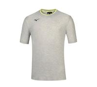 Mizuno Tee T-Shirt, Grigio Melange/Giallo Fluo, M Uomo