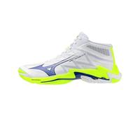 Mizuno Wave Lightning Elite Mid, Scarpe da Pallavolo, Bianco Blu Giallo Fluo, (Bianco, Sistema Taglie Calzature EU, Adulto, Donna, Numero, Media, 38.5)