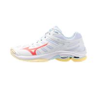 Scarpe indoor da donna Mizuno Wave Voltage 2 W White/Calypso Coral/Pale Banan EUR 40,5