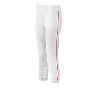 Mizuno Women' s Select Belted Piped Pant, Donna, 350314.0010.05.M, White/Red, M