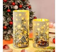 MJ PREMIER Decorazioni natalizie, illuminazione natalizia, decorazione natalizia con catena di luci a LED, lampada da tavolo, senza fili e funzione timer, regalo di Natale per la casa, 2 pezzi