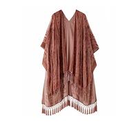 MJ SERECA Cardigan Lungo da Donna in Velluto Bruciato Senza Pompon (Teal/Wine)…