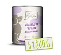 MjAMjAM - cibo umido premium per cani - gustoso tacchino con deliziose carote, confezione da 6 (6 x 800 g), senza cereali con carne extra