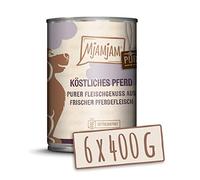 MjAMjAM - cibo umido premium per cani - puro piacere della carne - delizioso puro cavallo, confezione da 6 (6 x 400 g), senza cereali con carne extra