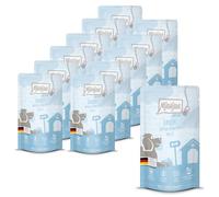 MjAMjAM - Cibo umido premium per cani - Quetschie - Junior - pasto per cuccioli, con pollo succoso e uovo, confezione da 12 (12 x 125g), senza cereali con carne extra