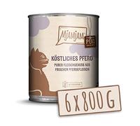 MjAMjAM - cibo umido premium per gatti - puro piacere della carne - delizioso puro cavallo, confezione da 6 (6 x 800 g), senza cereali con carne extra